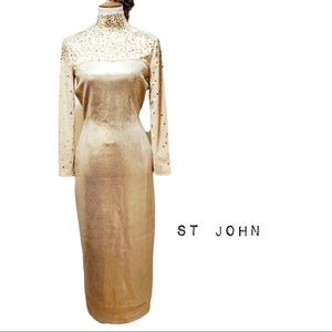 Vintage ST. JOHN- midi Metallic Dress!!